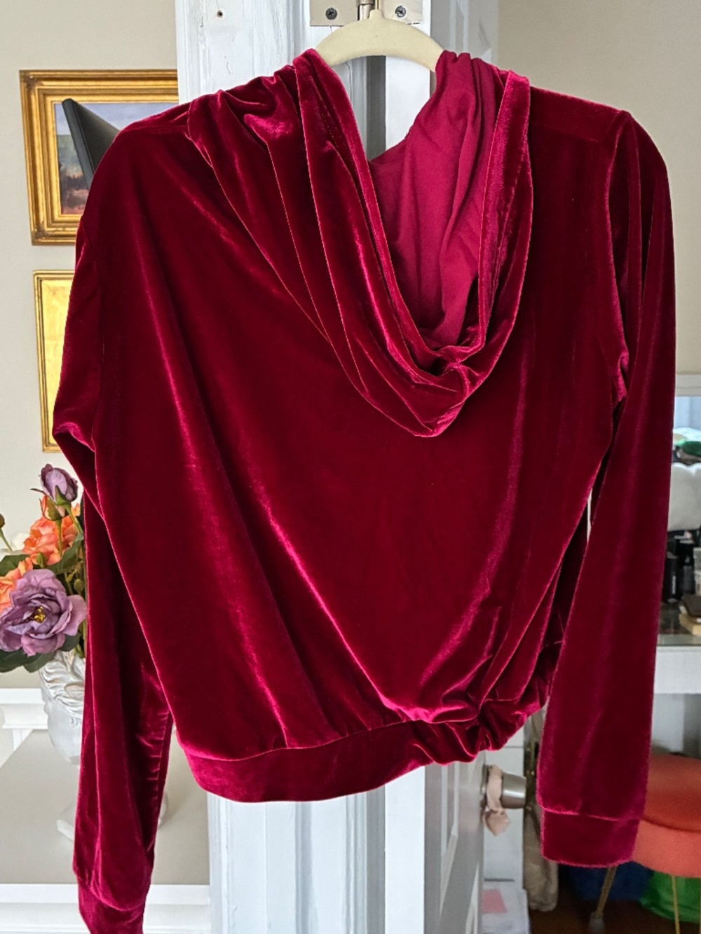 Fabletics red velvet jacket